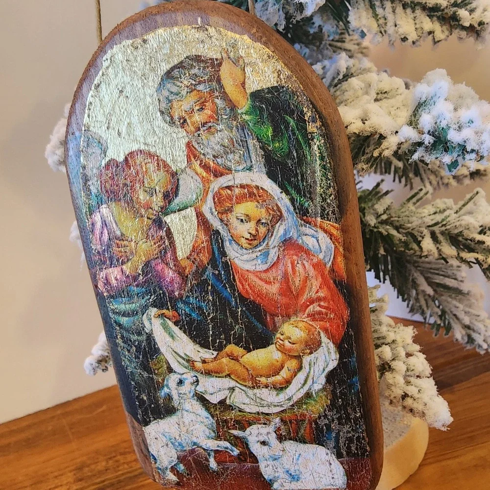 G. DeBrekht Wood Christmas Ornament The Holy Family Religious Decor Nativity EUC